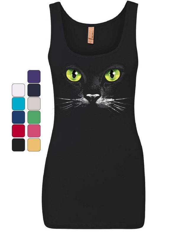 Cat Green Eyes Women's Tank Top Animal Pet Lovers Kitten