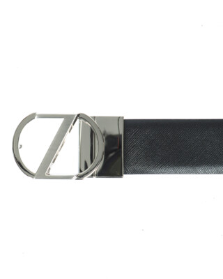 Pre-owned Zegna Belt Double Face Leather Italy Man Black Bsafm2965a Nen Sz.95 Make Offer