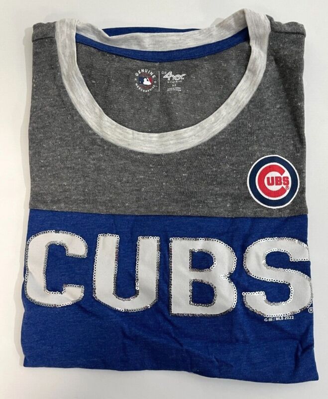 Women'S'  Baseball Team Chicago Cubs Short Sleeve Blue/Gray Shirt Tee