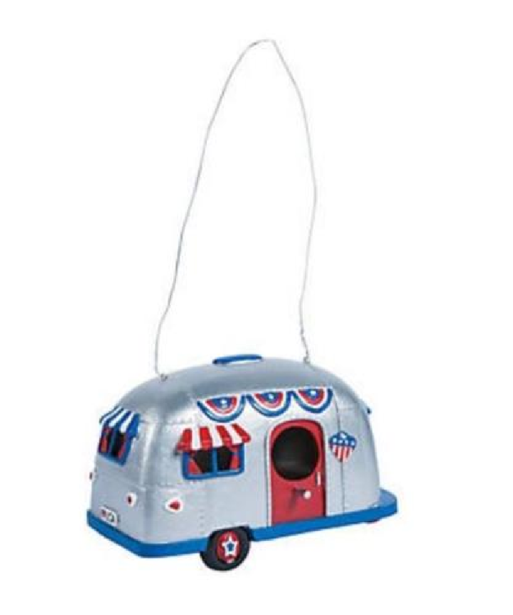 Patriotic Camper Birdhouse Resin Airstream Trailer Mobile Yard TABLETOP/Pole