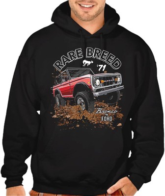 Men's Ford Bronco Rare Breed Black Hoodie Sweater Offroad Muscle Raptor 2021 Car