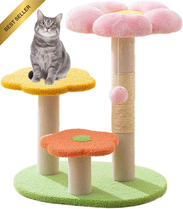 Cat Tree Tower for Kittens, Flower Cat Tree with Natural Sisal Scratching Post,