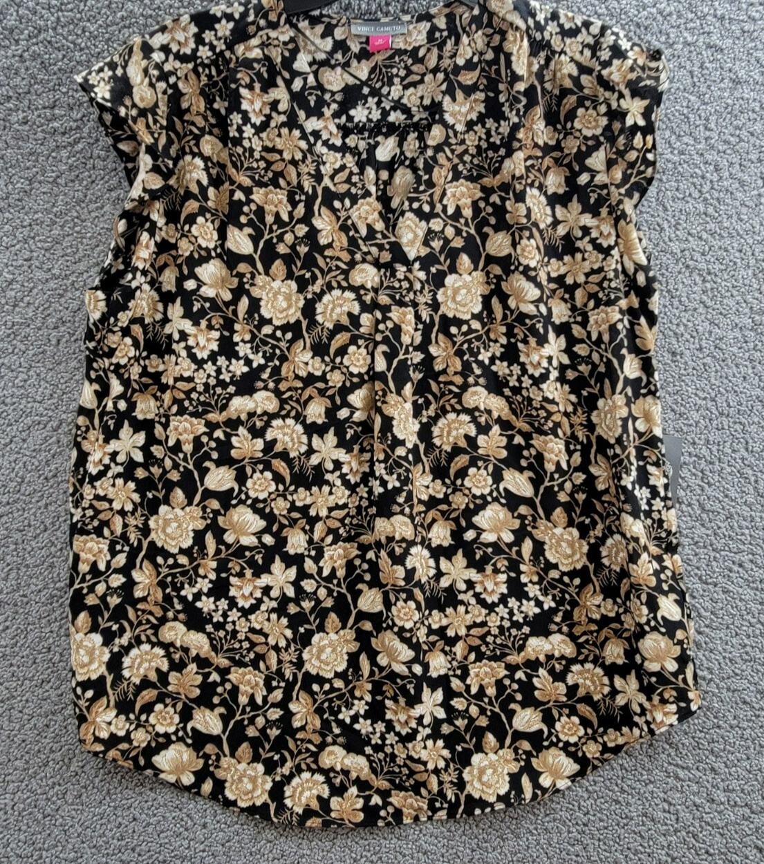 Vince Camuto Floral-Print Flutter-Sleeve Top Women's M Multi V-Neck Pullover - Picture 2 of 14