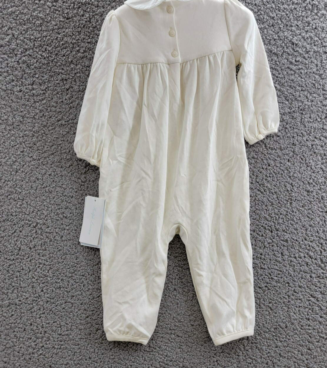 Ralph Lauren Snowflake Smocked Coveralls Baby Girl's 12M White Button Back L/S - Picture 11 of 18