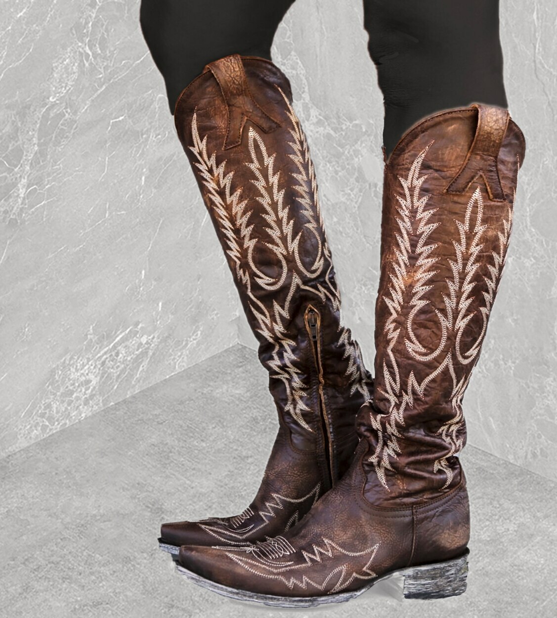Preowned Old Gringo L12134 Women's Mayra Bis 18" Brass Leather Boots
