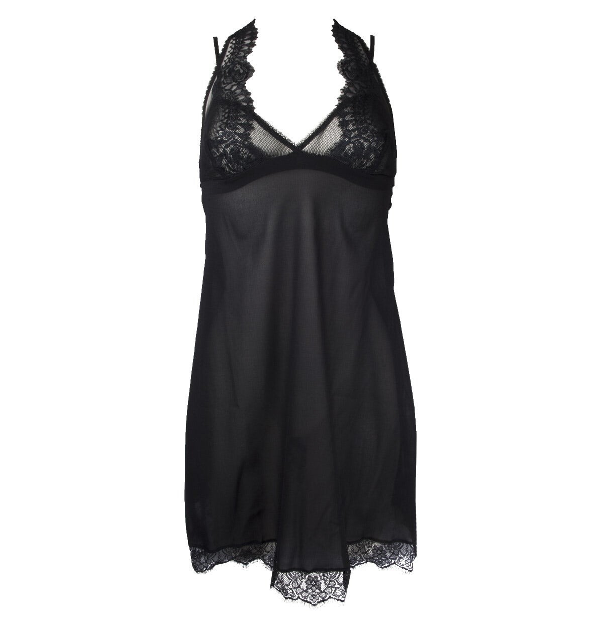 ECRIN GLAMOUR 271561 Woman Noir Sexy Nightie Dress Size Small