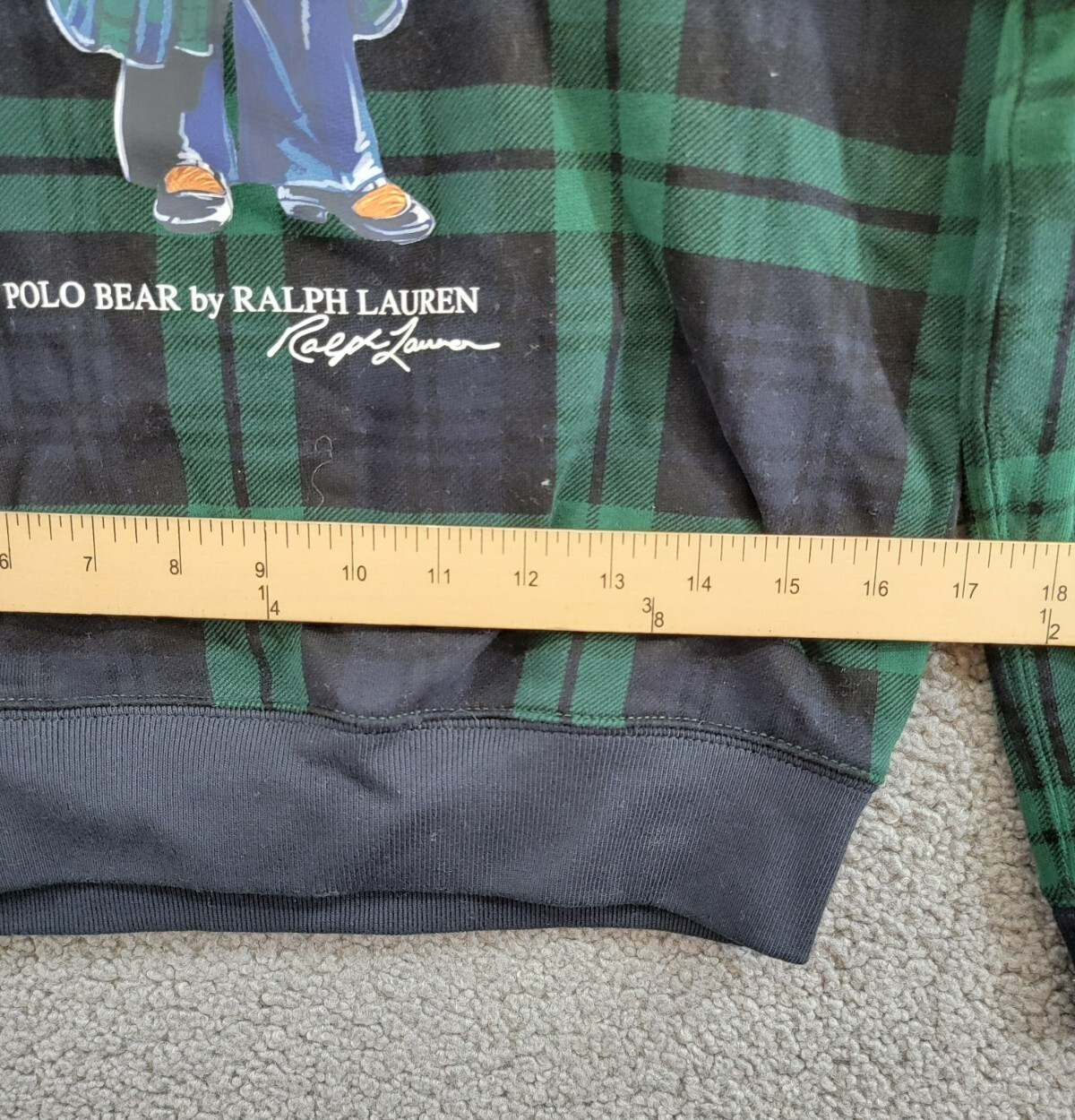 Polo Ralph Lauren Plaid Polo Bear Fleece Sweatshirt Girls' XL (16) Black Multi - Picture 7 of 16