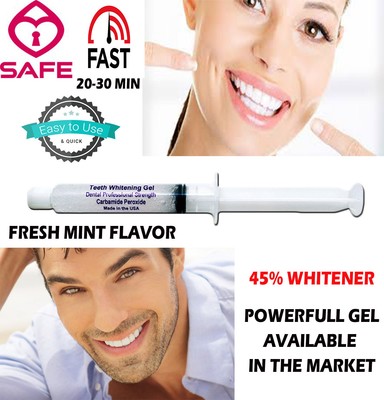 Teeth Whitening Tooth Whitener 45% Bleach Peroxide 3D Gel Refill 2 Syringes 10cc