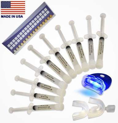 New - Teeth Whitening Kit (10) Gel (2)Trays (1) White LED Light Best Dental 44% 