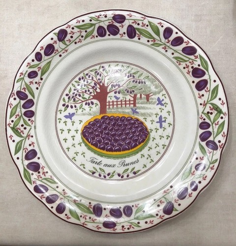 Set of 6 Gien France Fruit / Dessert Plates CRATE & BARREL les Tartes French