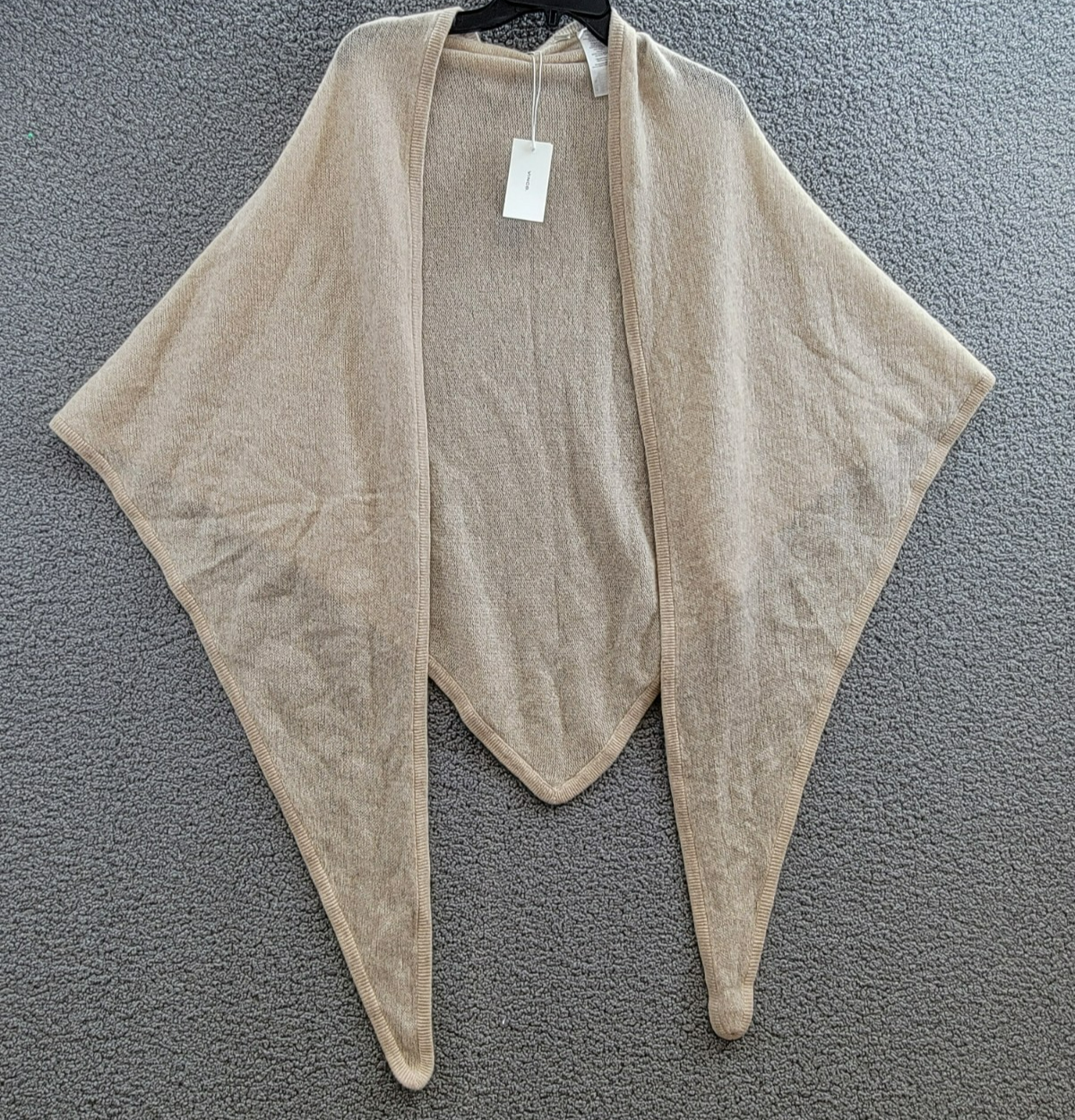 Vince Cashmere Featherweight Triangle Wrap Women's One Size Oak Ribbed Edge - Picture 2 of 13