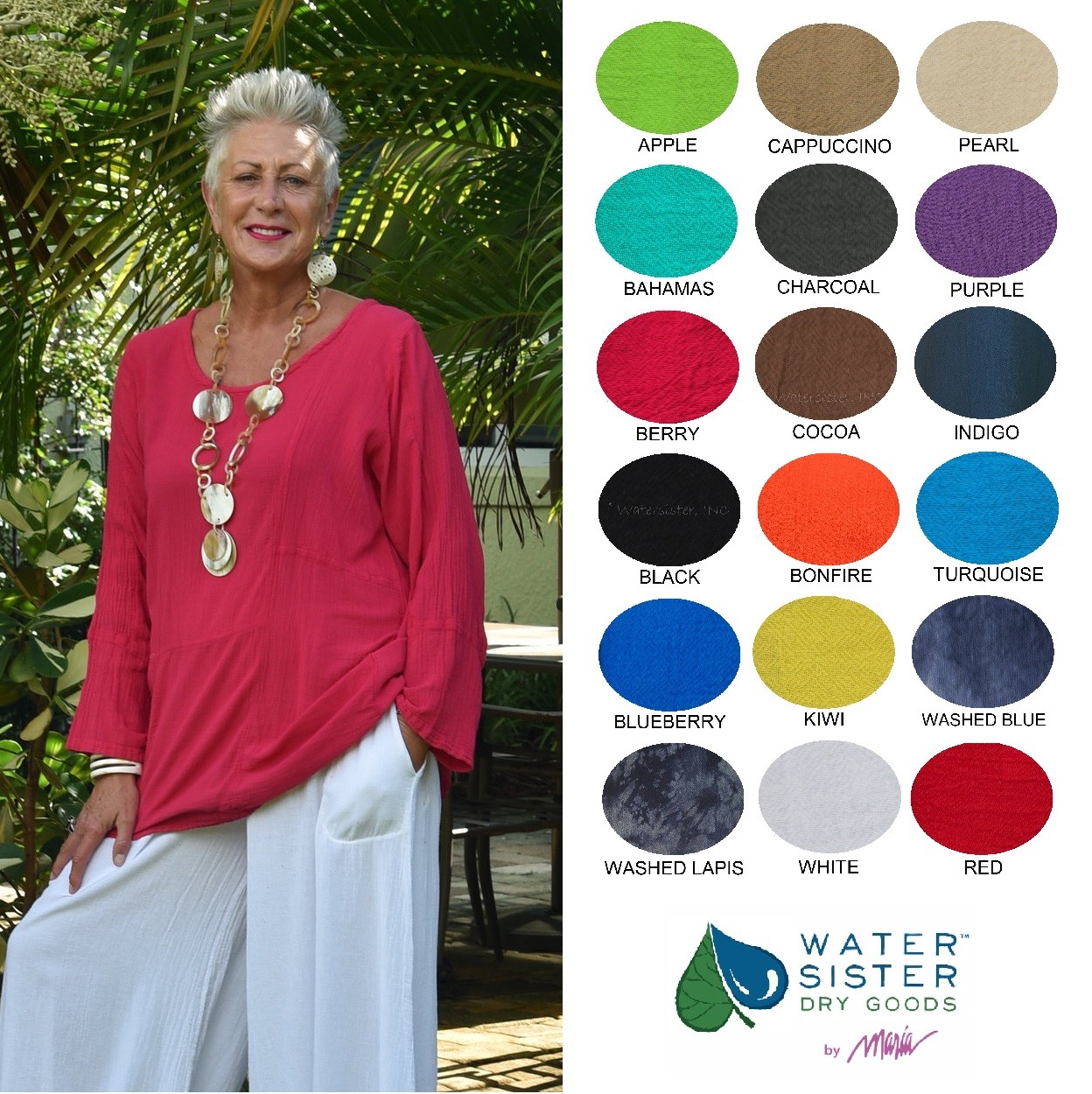 Watersister Cotton Gauze Patch Tunic Panel Top 1(S/M) 2(M/L) 3(Xl) 2018 Colors