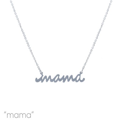 Mama Letter Necklace in Matte Silver or Gold (1.13x0.25in) (16+3in)