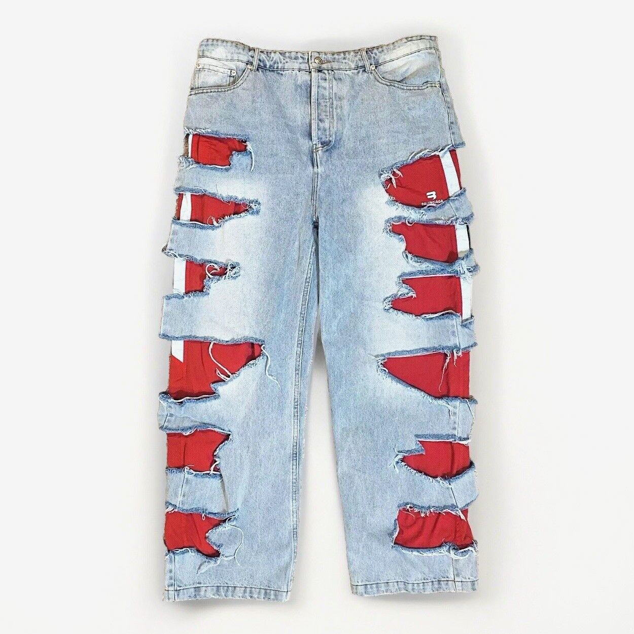 Balenciaga Slashed Denim Hybrid Jeans/Track Pants Size XL