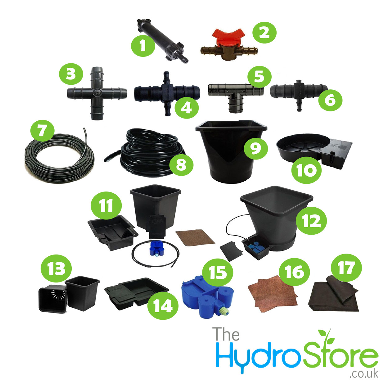 SYSTEM PARTS AUTO POT IRRIGATION HYDROPONICS //SPARES 16mm 6mm IWS HYDROPONICS
