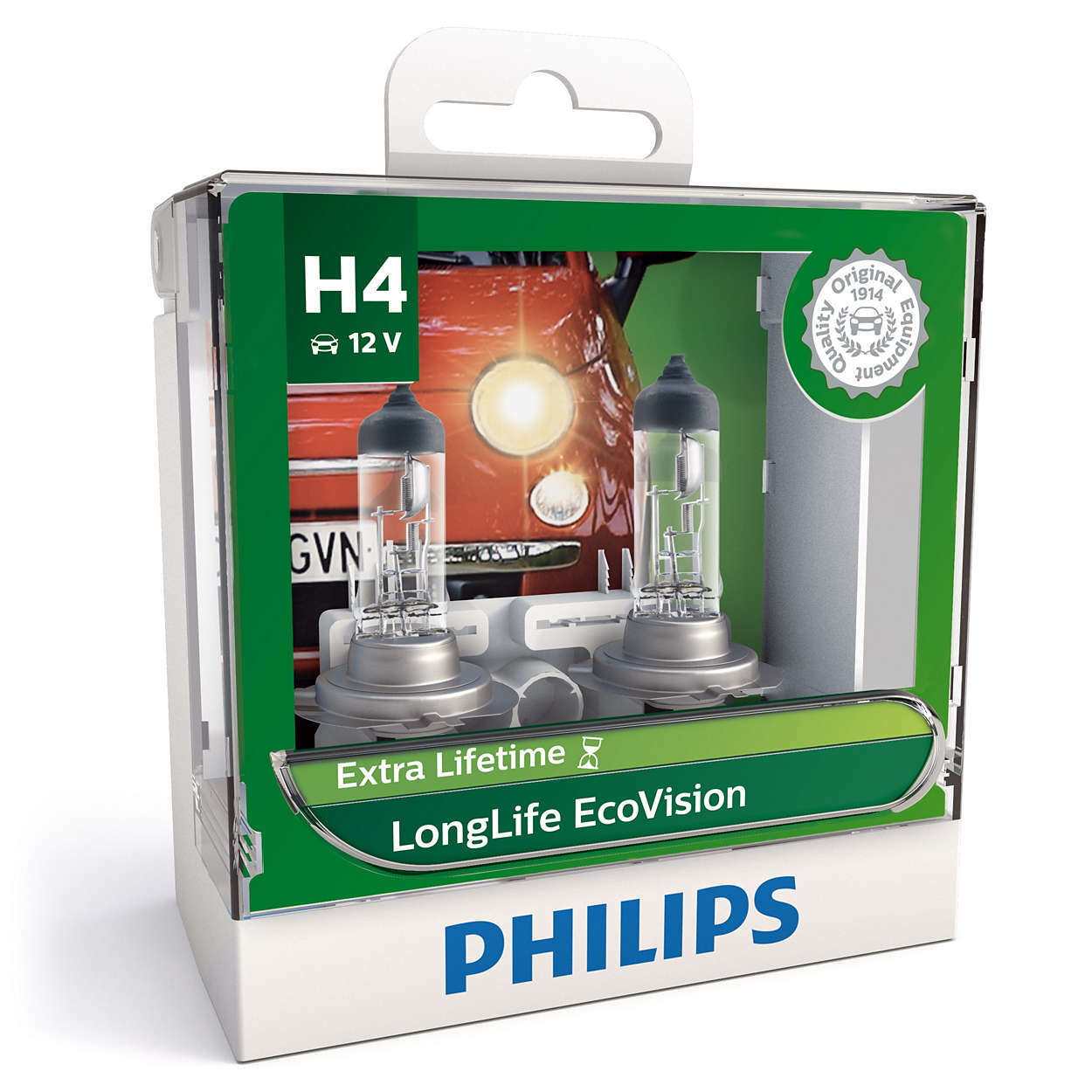 H4 PHILIPS LONG LIFE Eco Vision H4 Globe 12V 60/55W TWIN PACK (2Pk) | eBay