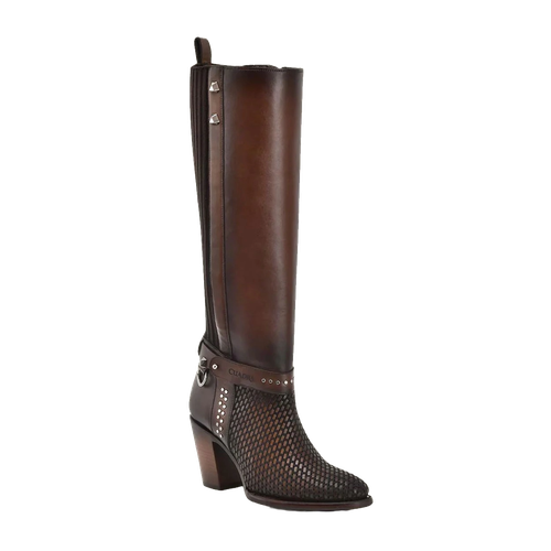 CUADRA CUADRA LADIES COWHIDE HONEY & BROWN ROUND TOE TALL BOOTS CU774
