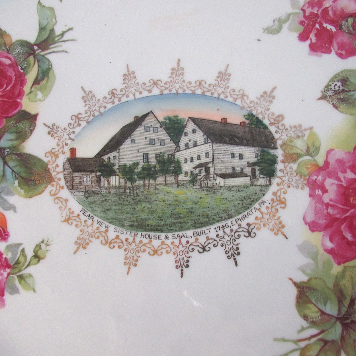 CAKE PLATE Advertising Souvenir Austria Porcelain Cloister Pennsylvania Vintage
