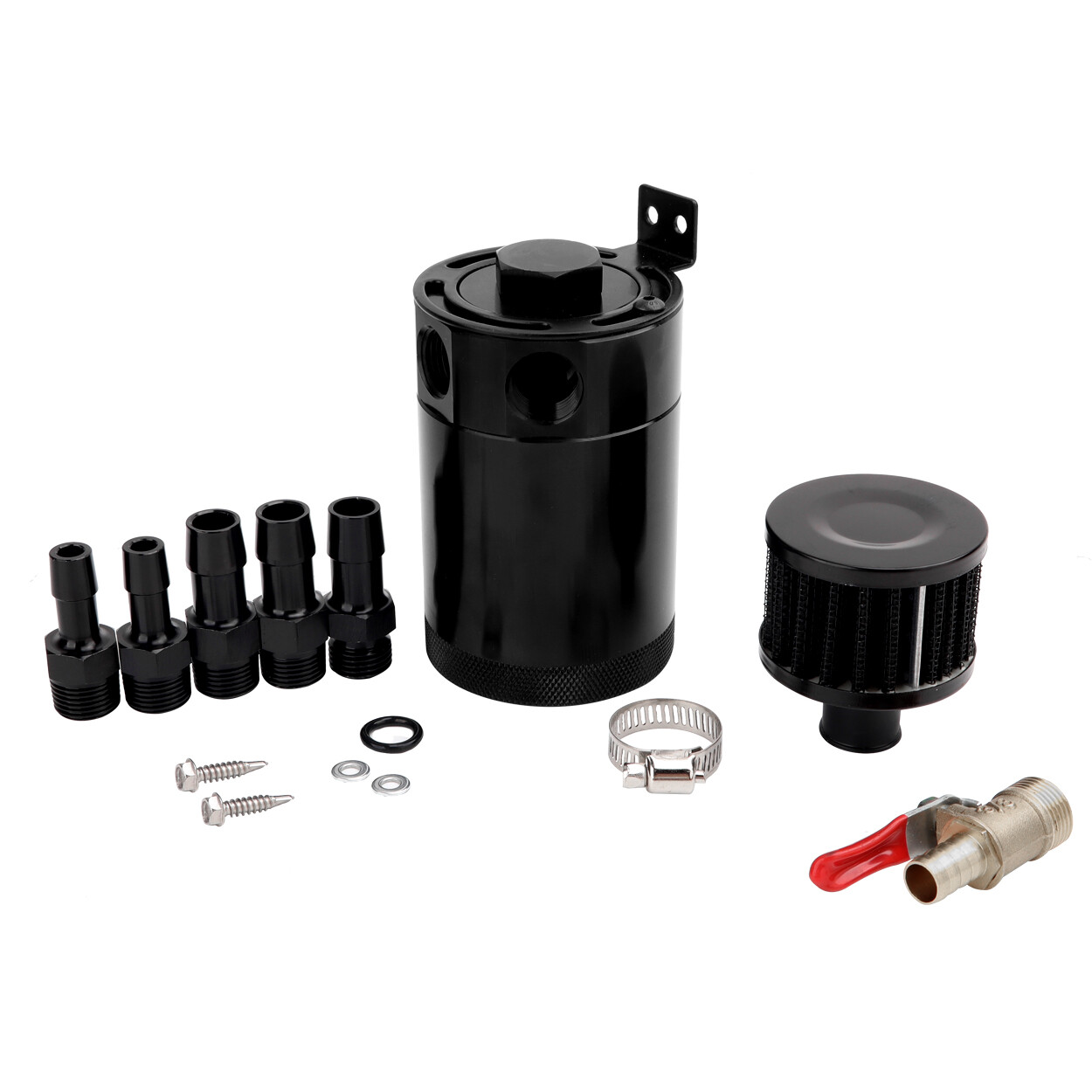 Oil Catch Can Kit Reservoir Tank Engine Black Polish Baffled Universal Aluminum