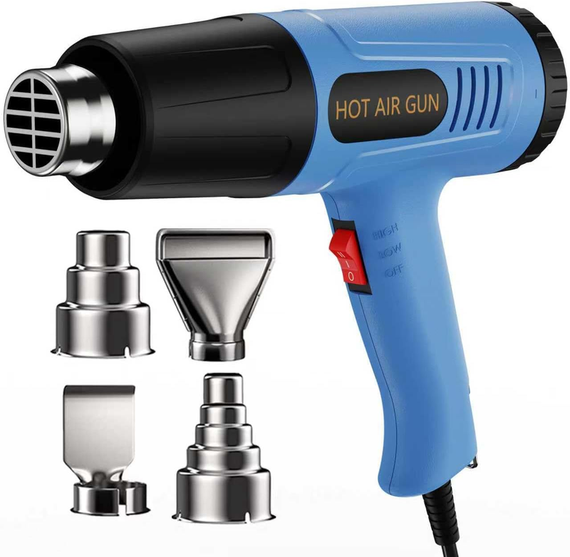 Heat Gun 572 & 1112℉ Dual Temperature Control Heavy Duty Heat Gun' with 4 Nozzle