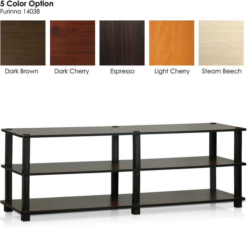 Turn-S-Tube No Tools 3-Tier Entertainment TV Stands, Dark Brown and Black, Squar