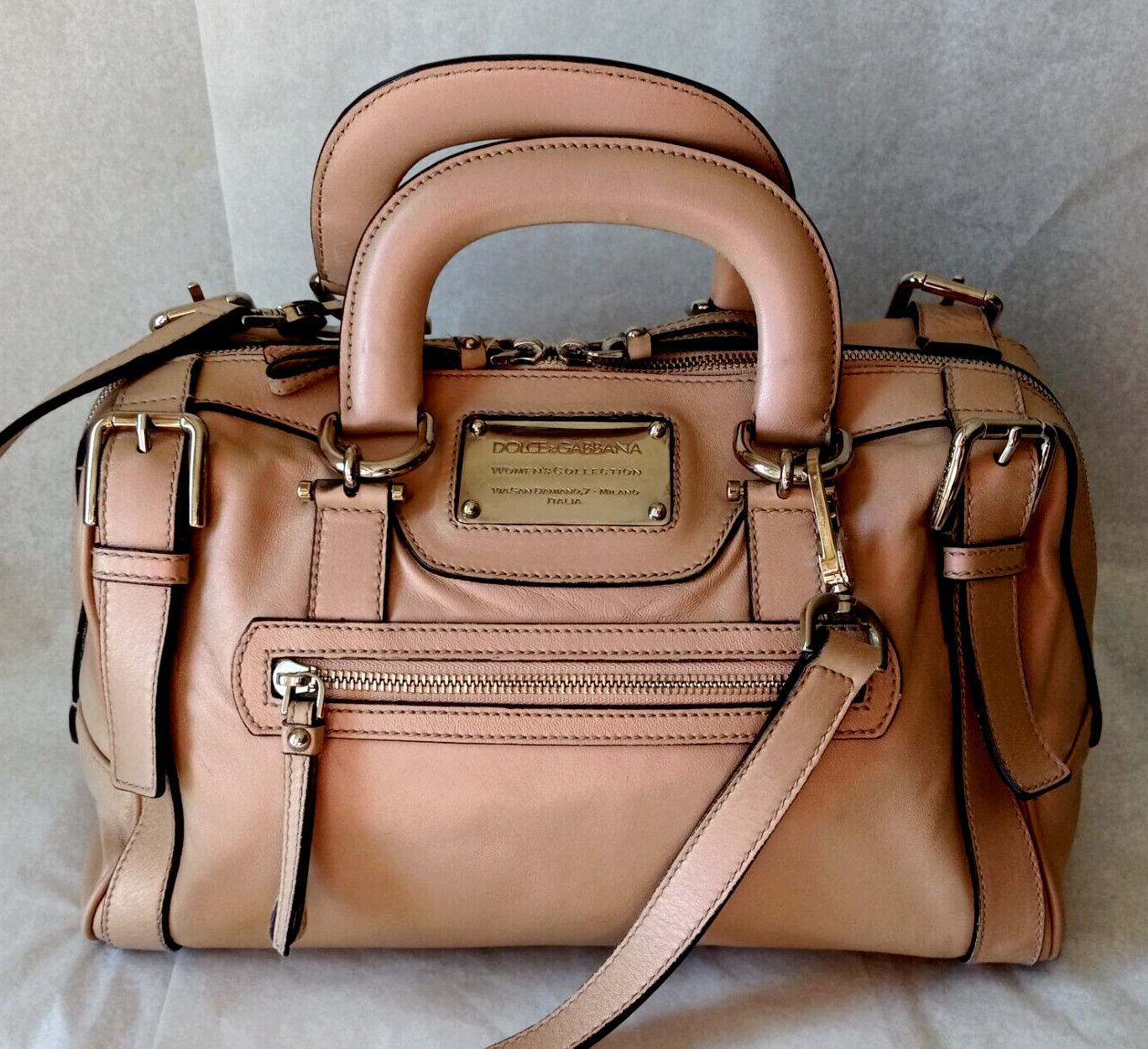 DOLCE & GABBANA MISS EASY WAY ROSE BEIGE METALLIC LEATHER DOLCE & GABBANA MISS EASY WAY ROSE BEIGE METALLIC LEATHER