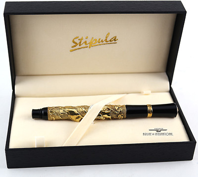 Stipula Academia Laurus/Horses Fountain Pen Vermeil-18K Gold Fine Nib