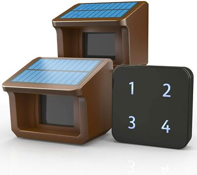 HTZSAFE 1/2Mile Solar Wireless Driveway Alarm System 1 Receiver + 2 Sensors