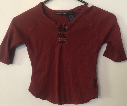 【and mary 】Mary logo tops Vintage Girls Mary Kate & Ashley Shirt Top Sz 7/8 Maroon 3/4