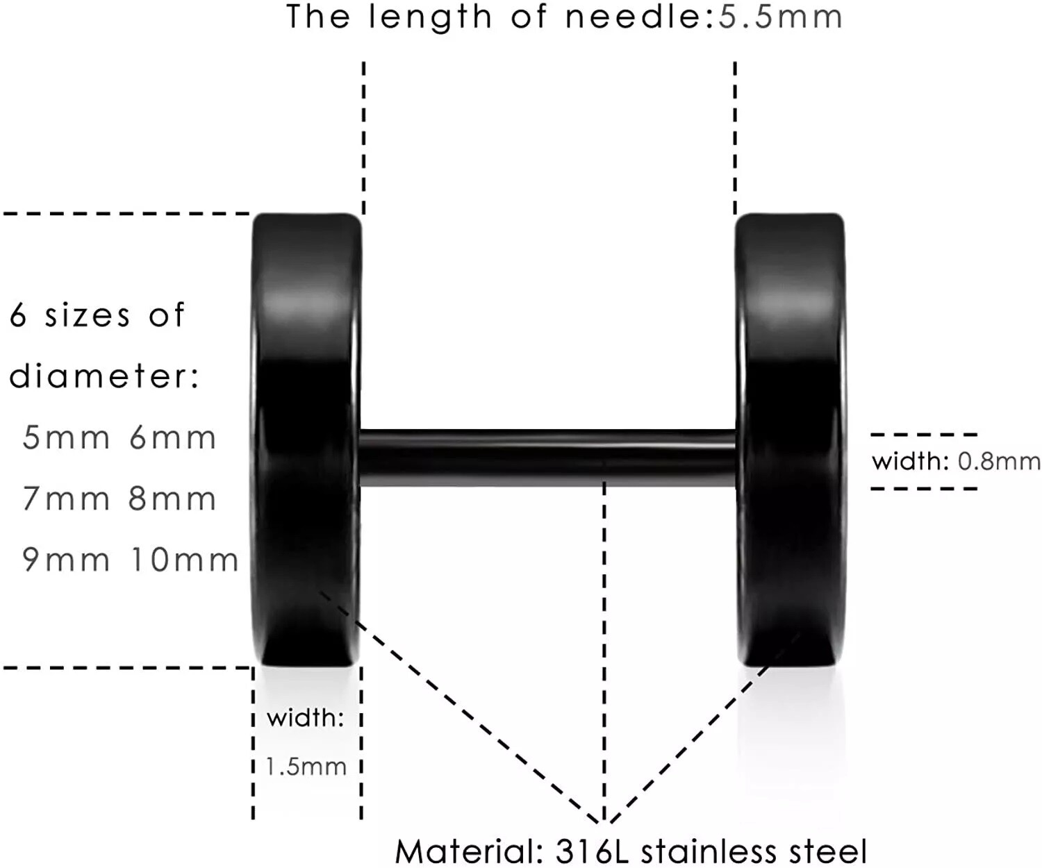 Surgical Steel Flat Back Stud Earrings Small Sleep Nap Earrings for Women Men