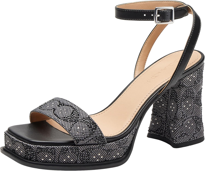 COACH womens Platform Sandal in Crystal Signature Jacquard