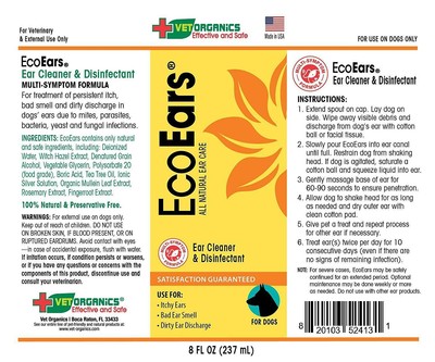 EcoEars Dog Ear Infection Formula. For Itch Head Shaking Discharge & Smell. N...