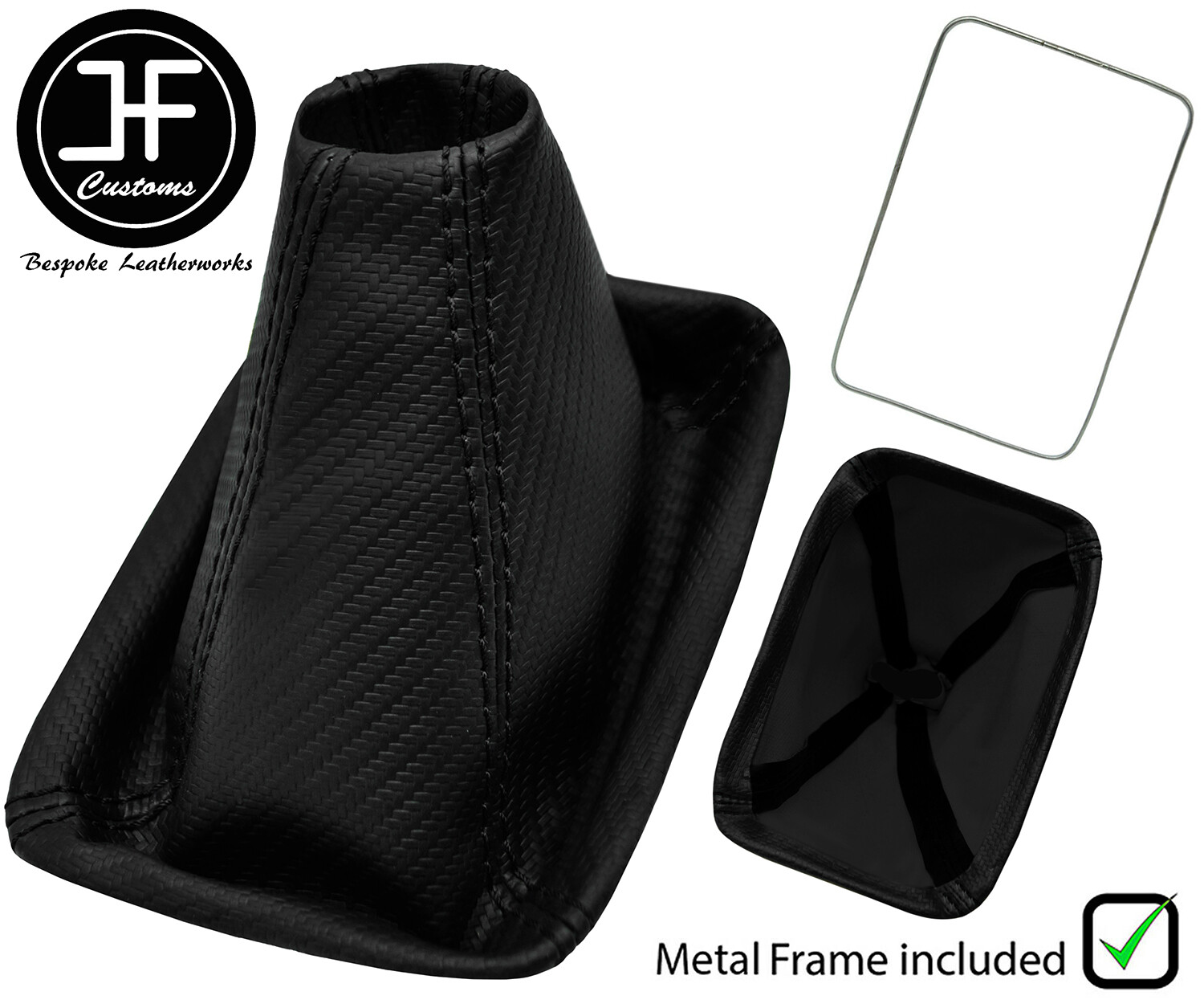 BLACK STITCH CARBON VINYL SHIFT BOOT +METAL FRAME FOR TOYOTA