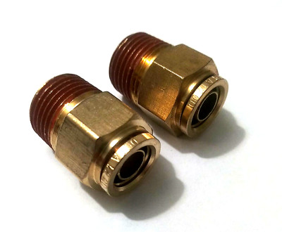 Brass Fittings PUSH TO CONNECT MALE CONNECTOR 1/2'' X 1/2''NPT MADE IN USA- 2pcs
