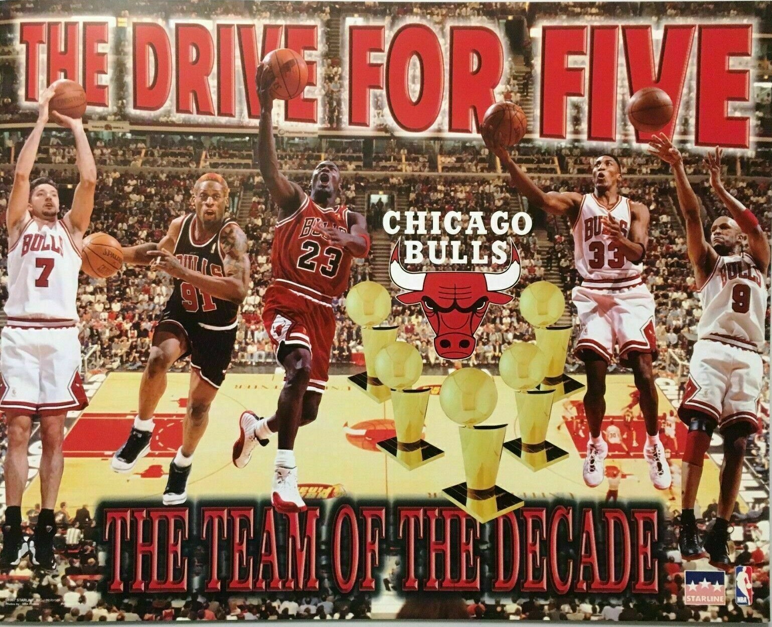 Vintage Chicago Bulls Drive for Five Poster NEW SEALED Vintage Chicago Bulls Drive for Five Poster NEW SEALED