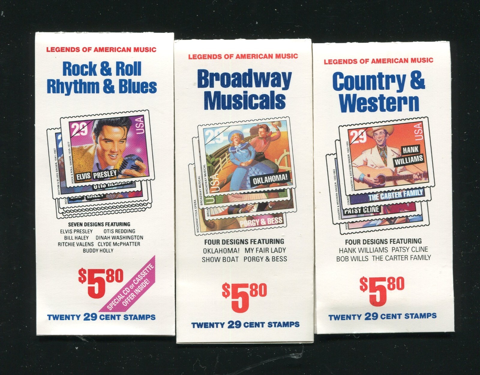 BK204, 209, 210 American Music Series Complete Stamp