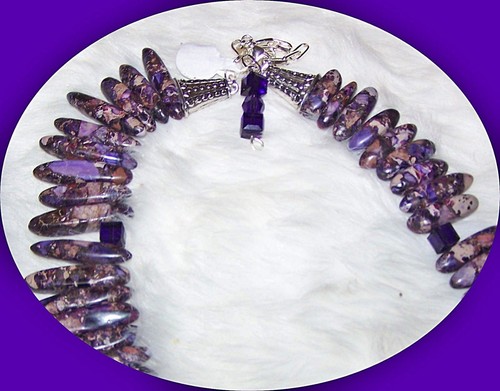 7321 PURPLE JASPER STICK BEADS JEWELRY SET  ITEM #7321