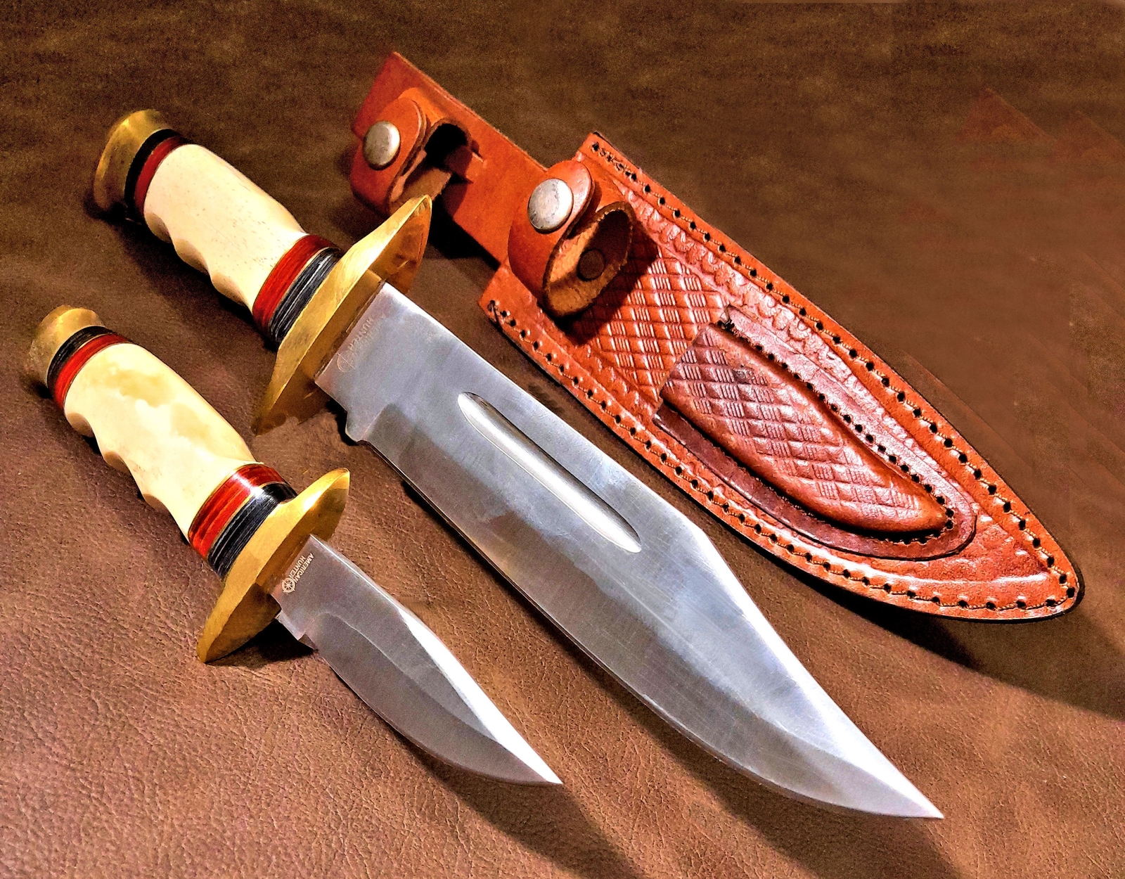 Set Full Tang W/leather Sheath