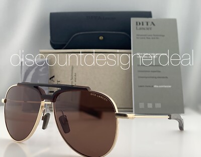 DITA LANCIER Aviator Sunglasses DLS401-60-01 Brown Gold Brown Polarized 60 LAND