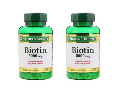 (EXP 01/2025) Set of 2 Nature's Bounty  Biotin 5000 mcg 150 Softgels 150 Count