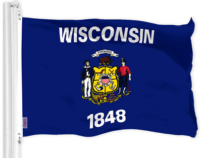 G128 Wisconsin WI State Flag 3x5 Ft LiteWeave Pro Series Printed 300D Polyester