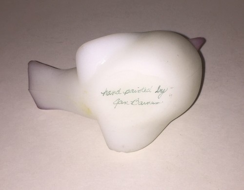 FENTON Art Glass Hand Painted Bird Figurine Floral Flowers Signed
