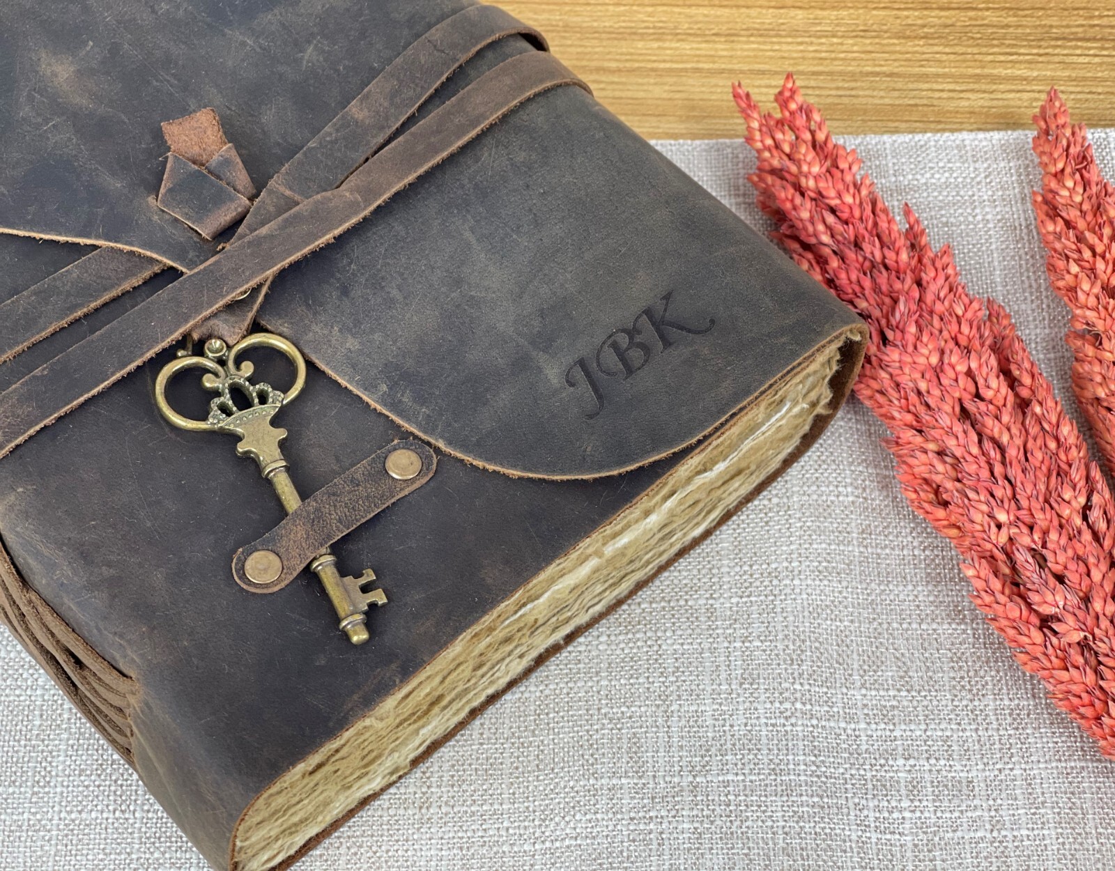 Personalized Leather Journal With Small Defects  Handmade Deckle Edge Paper