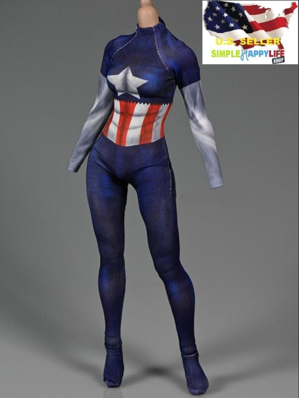 1/6 Captain America Tight Body Suit For 12" Female Figure Hot Toys Phicen ❶usa❶