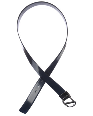 Pre-owned Zegna Belt Double Face Leather Italy Man Black Bspox19324 Zfn Sz.105 Make Offer