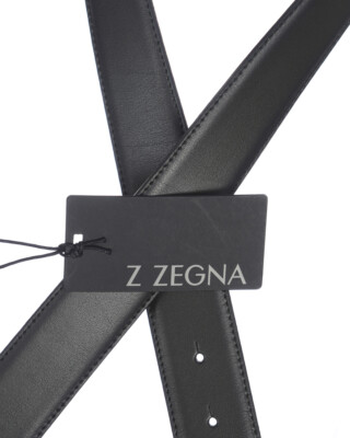 Pre-owned Zegna Belt Double Face Leather Italy Man Black Zpj45f408b Rmr Sz.95 Make Offer