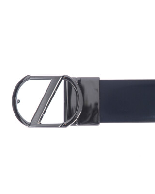 Pre-owned Zegna Belt Double Face Leather Italy Man Black Bspox19324 Zfn Sz.105 Make Offer