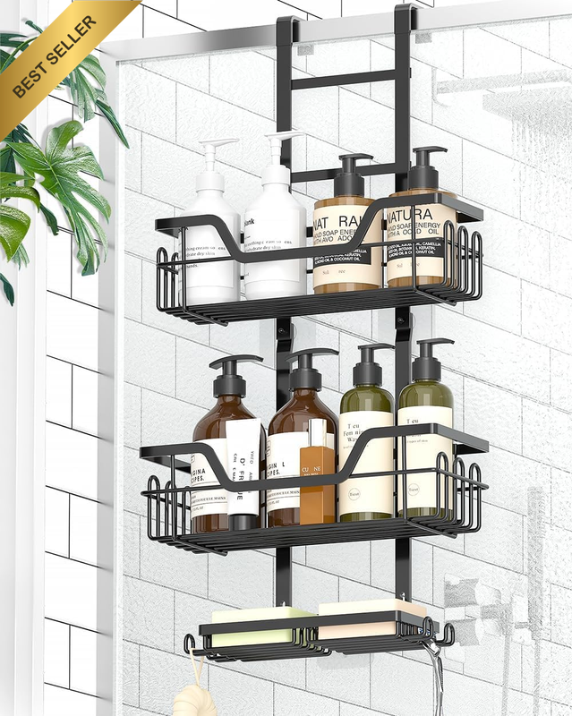 Over the Door Shower Caddy Hanging, Rustproof Bathroom Caddy Shower Shelf with 1