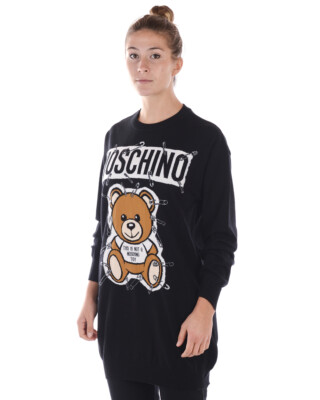 Pre-owned Moschino Dress F/w Wool Made In Italy Woman Black V04935501 1555 Sz.s Make Offer