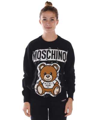 Pre-owned Moschino Sweater Pullover Wool Italy Woman Black V09195501 1555 Sz.xxs Makeoffer